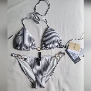 VIX Black & White Stripe Triangle Bikini